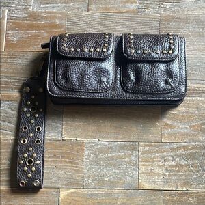Ann Taylor Loft Studded Pebbled Leather Wristlet🖤